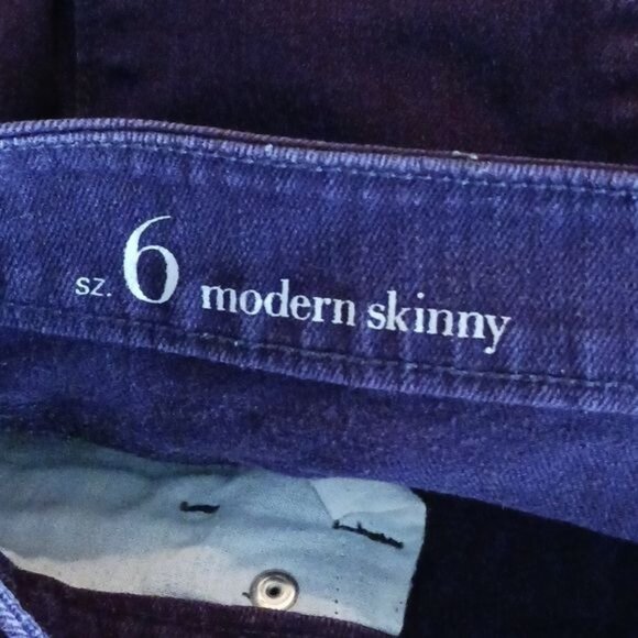 Loft Jeans Purple Denim Ann Taylor Modern Skinny Stretch Womens Low Rise Size 6 - Picture 5 of 7